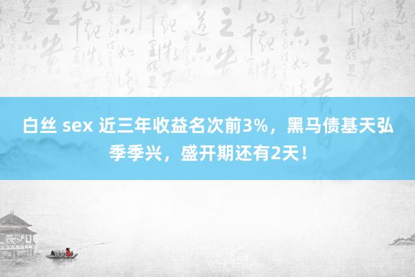 白丝 sex 近三年收益名次前3%，黑马债基天弘季季兴，盛开期还有2天！