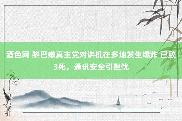 酒色网 黎巴嫩真主党对讲机在多地发生爆炸 已致3死，通讯安全引担忧