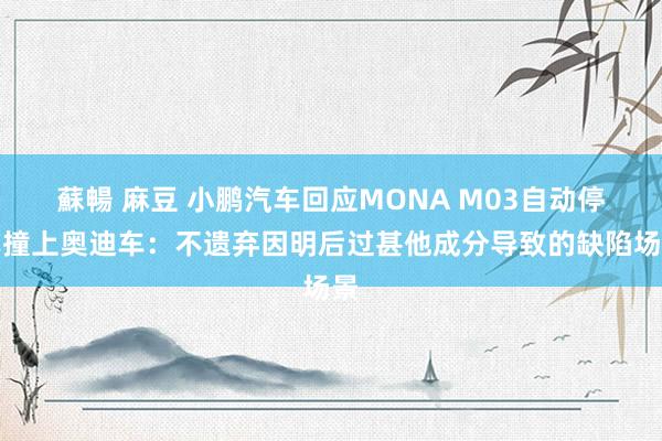 蘇暢 麻豆 小鹏汽车回应MONA M03自动停车撞上奥迪车：不遗弃因明后过甚他成分导致的缺陷场景