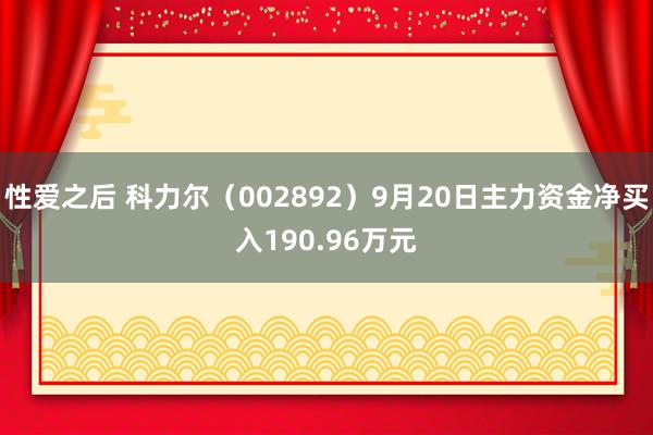 性爱之后 科力尔（002892）9月20日主力资金净买入190.96万元