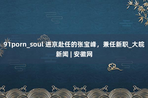 91porn_soul 进京赴任的张宝峰，兼任新职_大皖新闻 | 安徽网