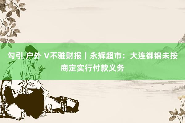 勾引 户外 V不雅财报｜永辉超市：大连御锦未按商定实行付款义务