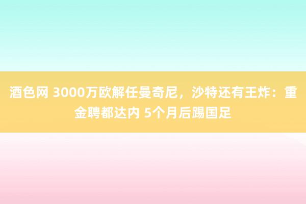 酒色网 3000万欧解任曼奇尼，沙特还有王炸：重金聘都达内 5个月后踢国足