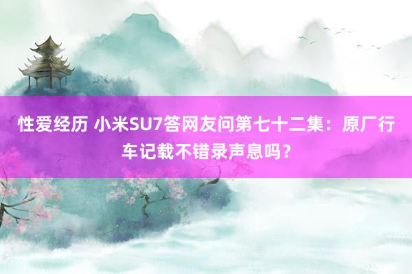 性爱经历 小米SU7答网友问第七十二集：原厂行车记载不错录声息吗？