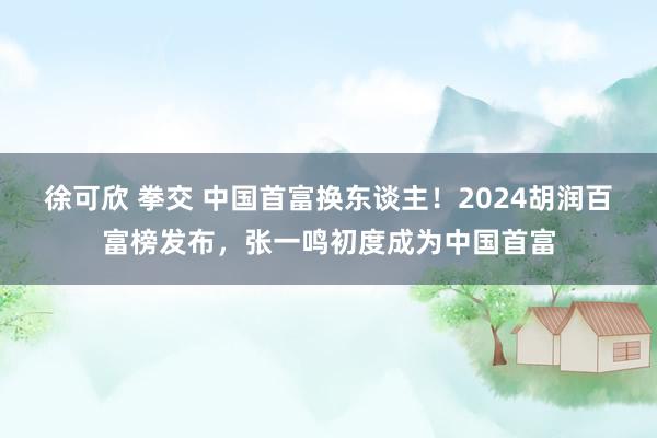 徐可欣 拳交 中国首富换东谈主！2024胡润百富榜发布，张一鸣初度成为中国首富