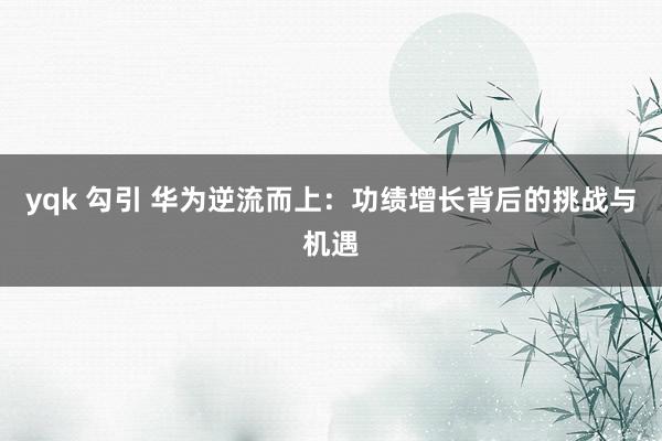 yqk 勾引 华为逆流而上：功绩增长背后的挑战与机遇