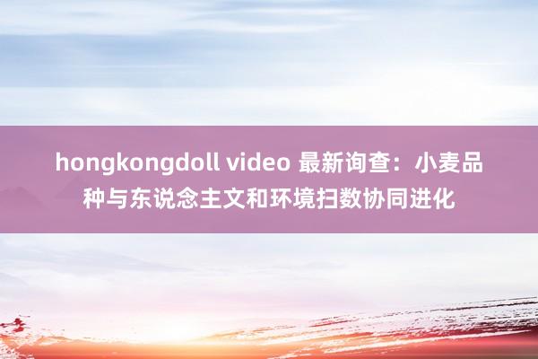 hongkongdoll video 最新询查：小麦品种与东说念主文和环境扫数协同进化