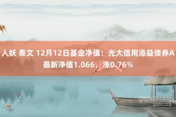 人妖 泰文 12月12日基金净值：光大信用添益债券A最新净值1.066，涨0.76%