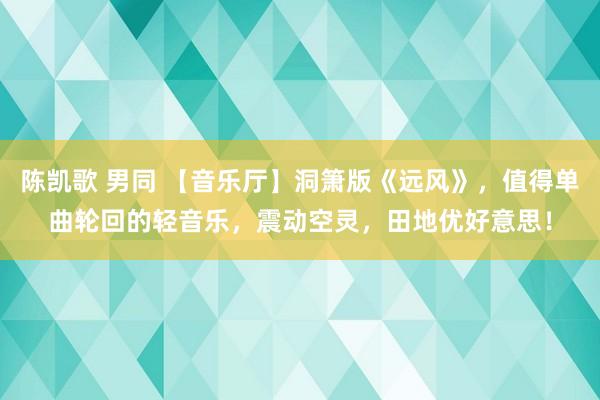 陈凯歌 男同 【音乐厅】洞箫版《远风》，值得单曲轮回的轻音乐，震动空灵，田地优好意思！