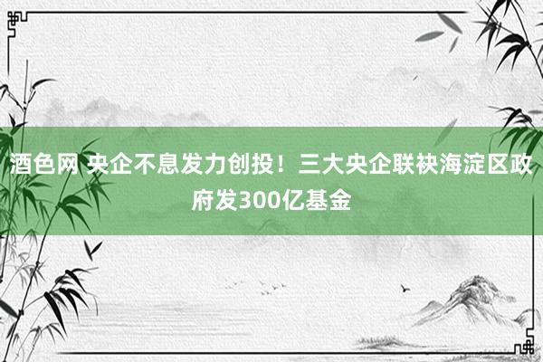 酒色网 央企不息发力创投！三大央企联袂海淀区政府发300亿基金